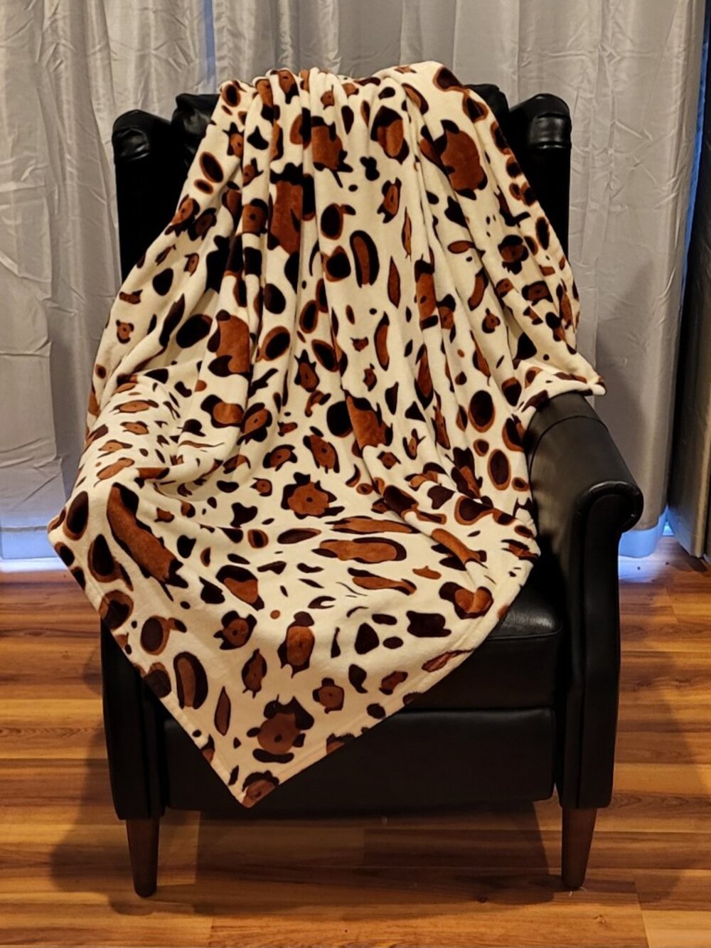 Vtg Leopard Throw Blanket Bedding Animal Print Super Plush Soft Polyester 59"x50 - Picture 7 of 7